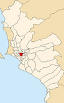 Map of Lima highlighting La Victoria